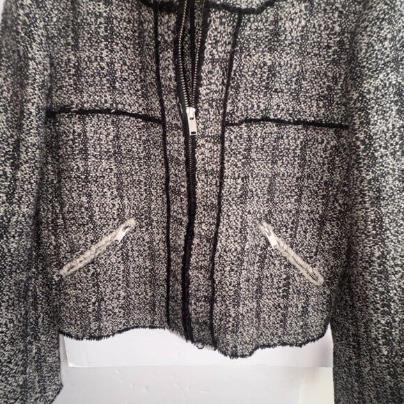 Isabel Marant Etoile $430 Laura Wool Blend Tweed Zip Jacket, 40, Classic - Picture 6 of 9
